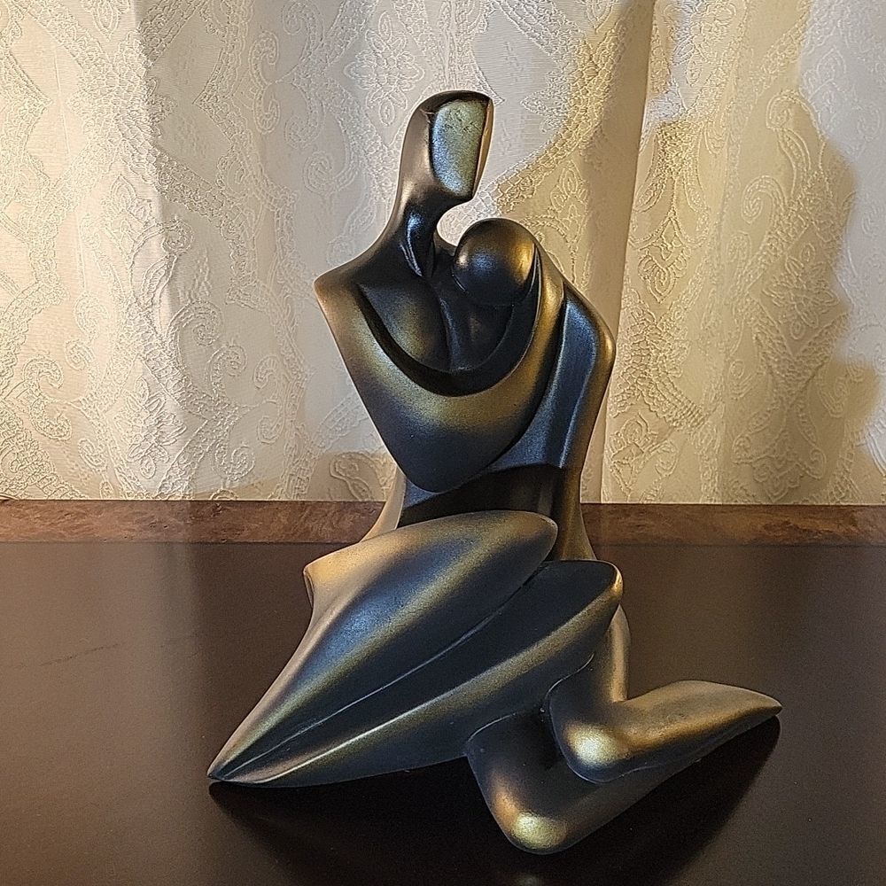BRAND NEW WOME &MEN STATUE BRONZE ABSTRACT COUPLE LOVERS SCULPTURE ROMANCE ART - Picture 12 of 16